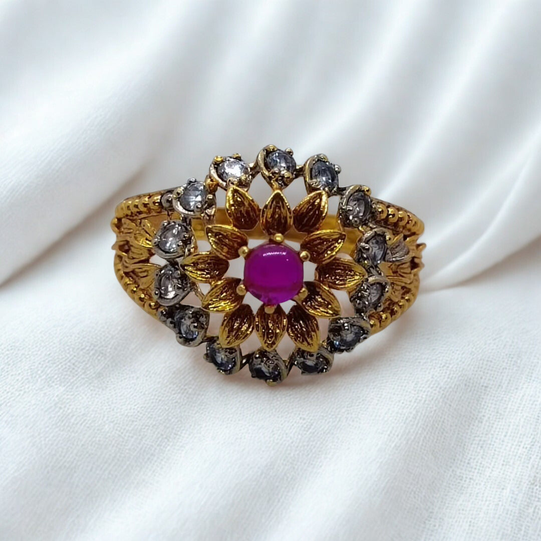 Elegant Gold Plated Ring for Women | Traditional pakistani Jewelry | Ethnic Finger Ring | Party Wear Accessory | Handmade Women's Ring