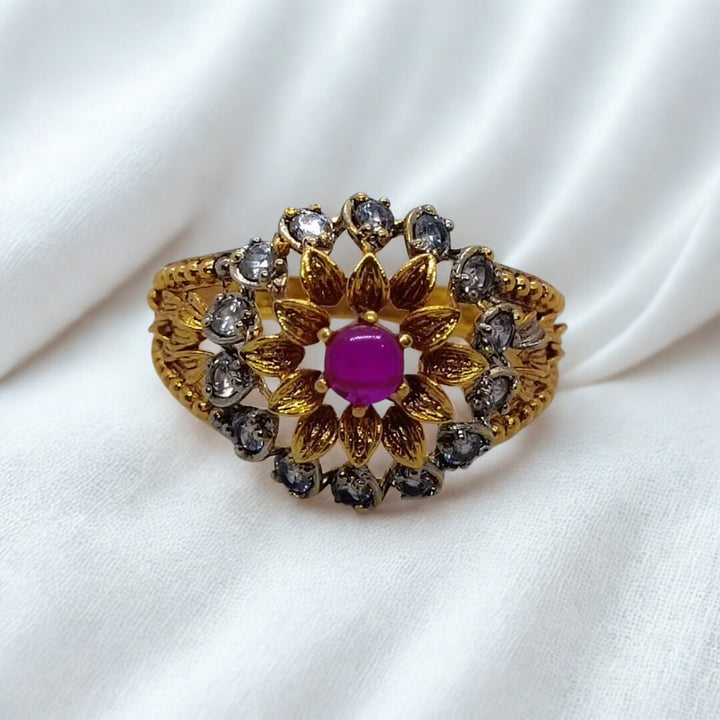 Elegant Gold Plated Ring for Women | Traditional pakistani Jewelry | Ethnic Finger Ring | Party Wear Accessory | Handmade Women's Ring