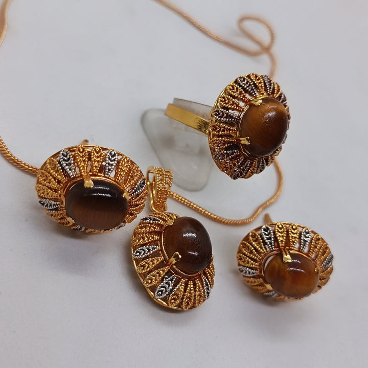 Tiger eye stone locket set