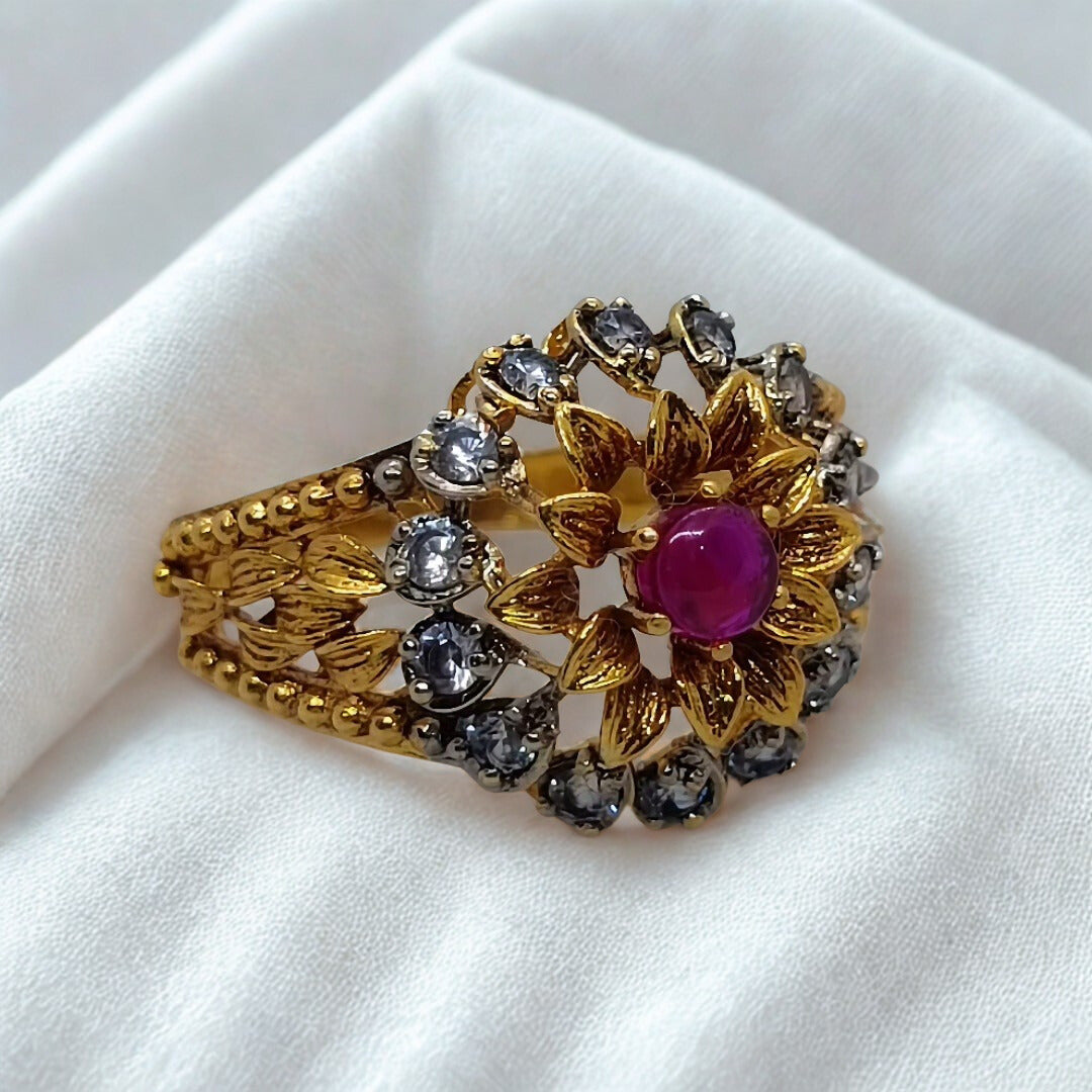 Elegant Gold Plated Ring for Women | Traditional pakistani Jewelry | Ethnic Finger Ring | Party Wear Accessory | Handmade Women's Ring