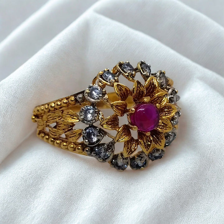 Elegant Gold Plated Ring for Women | Traditional pakistani Jewelry | Ethnic Finger Ring | Party Wear Accessory | Handmade Women's Ring