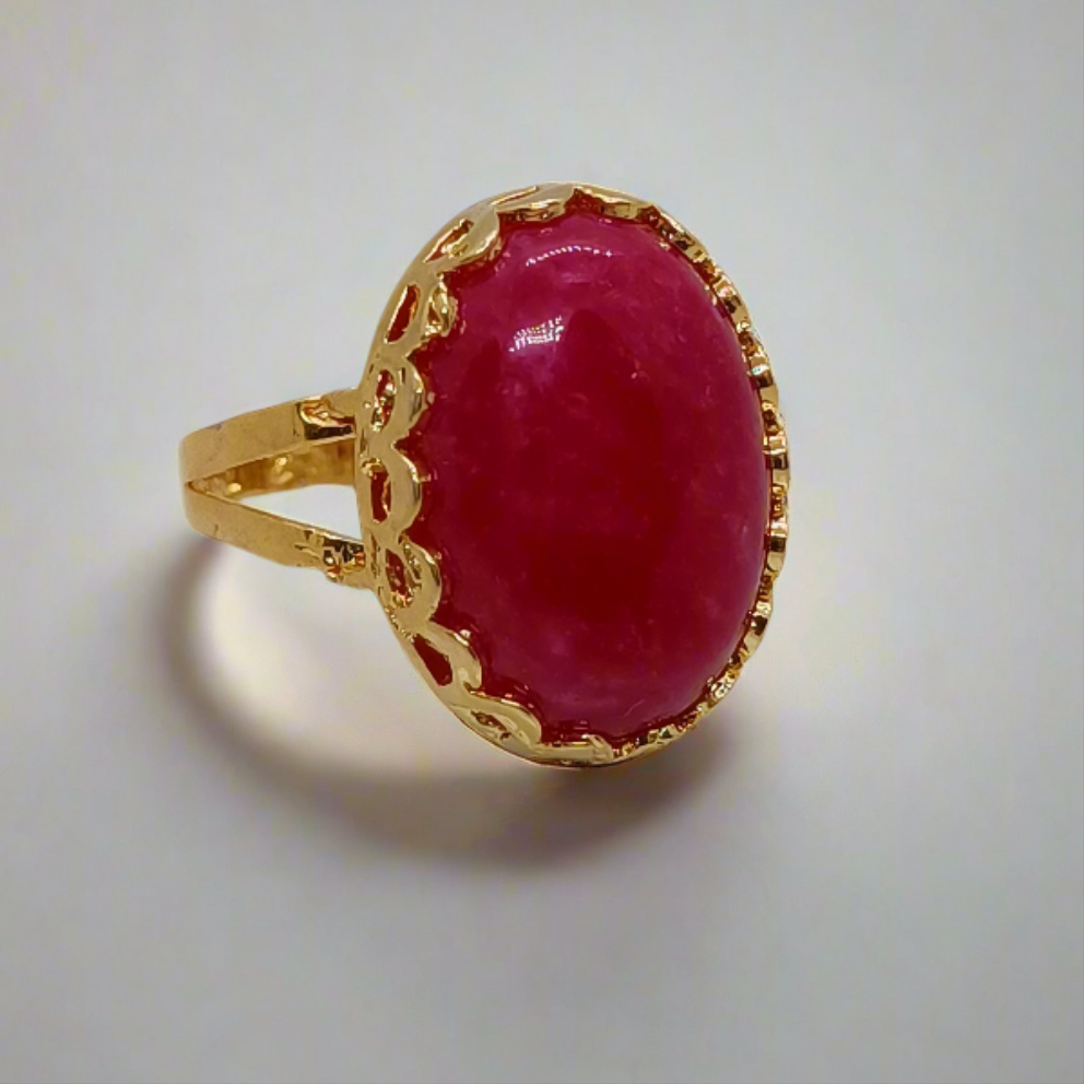 Natural Red Agate Stone Ring