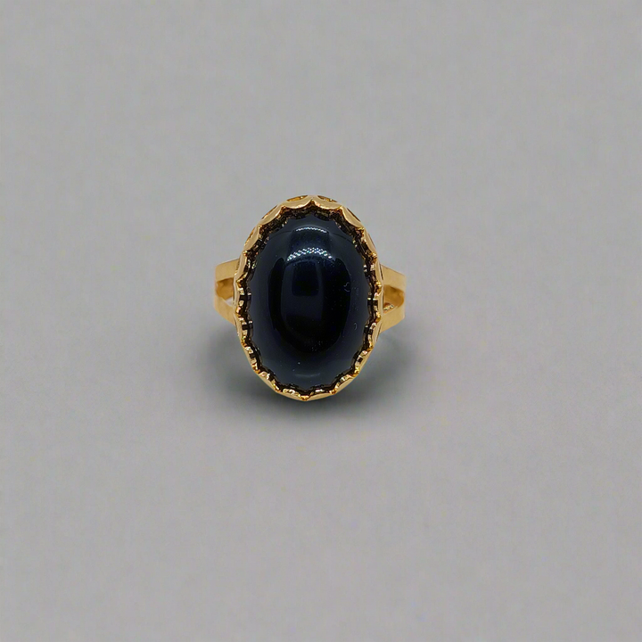 Agate Black Stone Ring